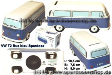 Spardose Auto VW T2 Bus blau Bulli Gesamt